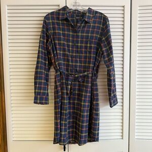 Toad&Co Plaid Shirt Dress - Blue and Yellow